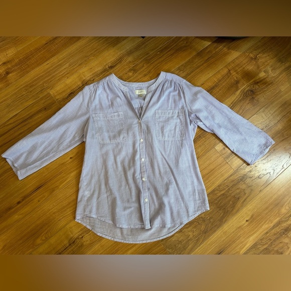 LOFT Purple 3/4 Sleeve Button Down Blouse - Picture 5 of 6